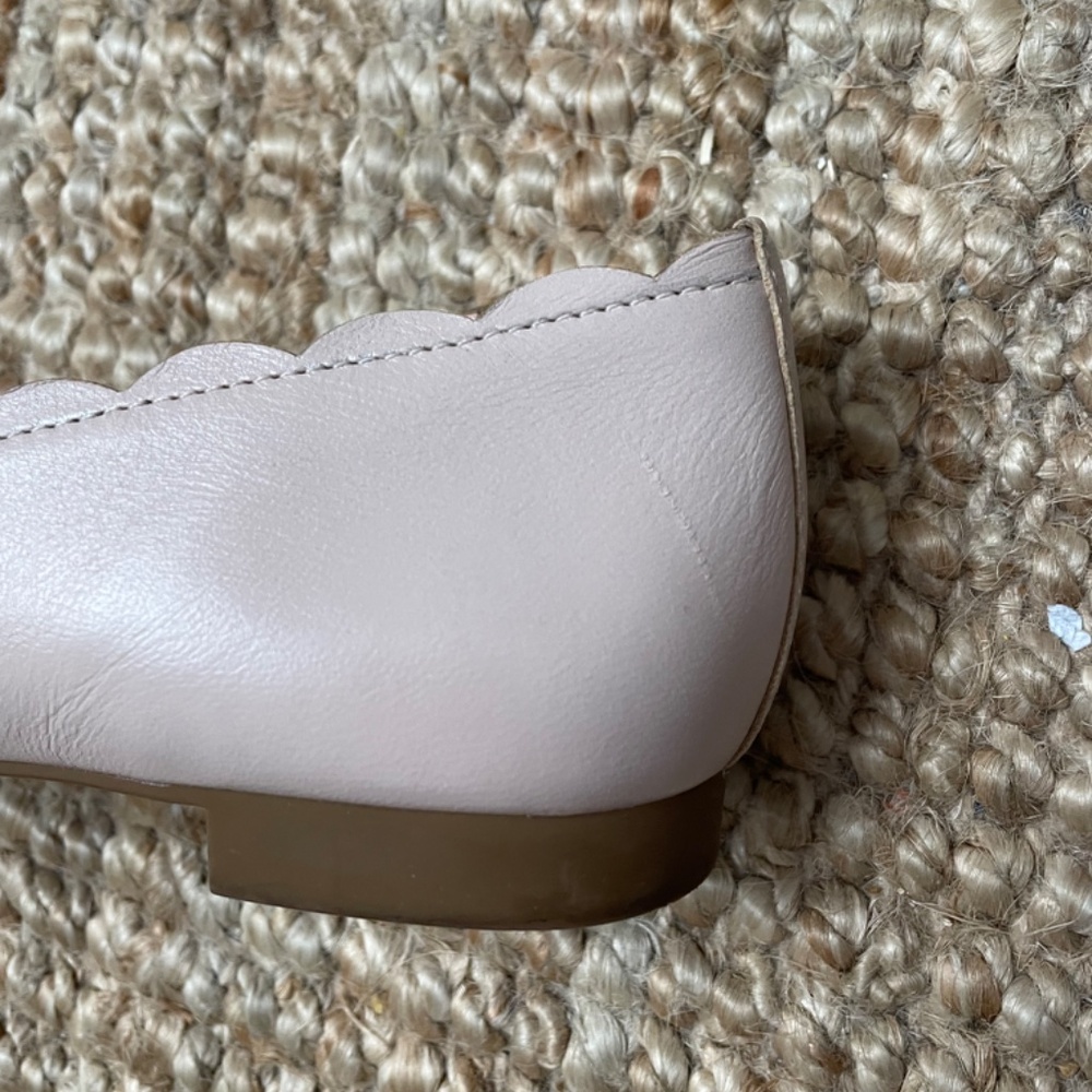 Kate Spade Blush Pink Ballet Flats - Scalloped Leather Point Toe Eleni Flex 8M - Picture 5 of 5